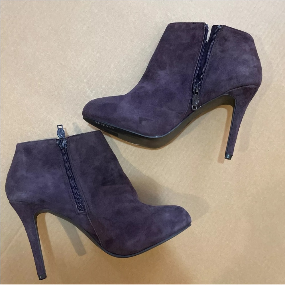 Ash Catwalk Purple Plum Suede Ankle Boots Zip Bootie Eu Sz 38 7.5 Pumps Stiletto